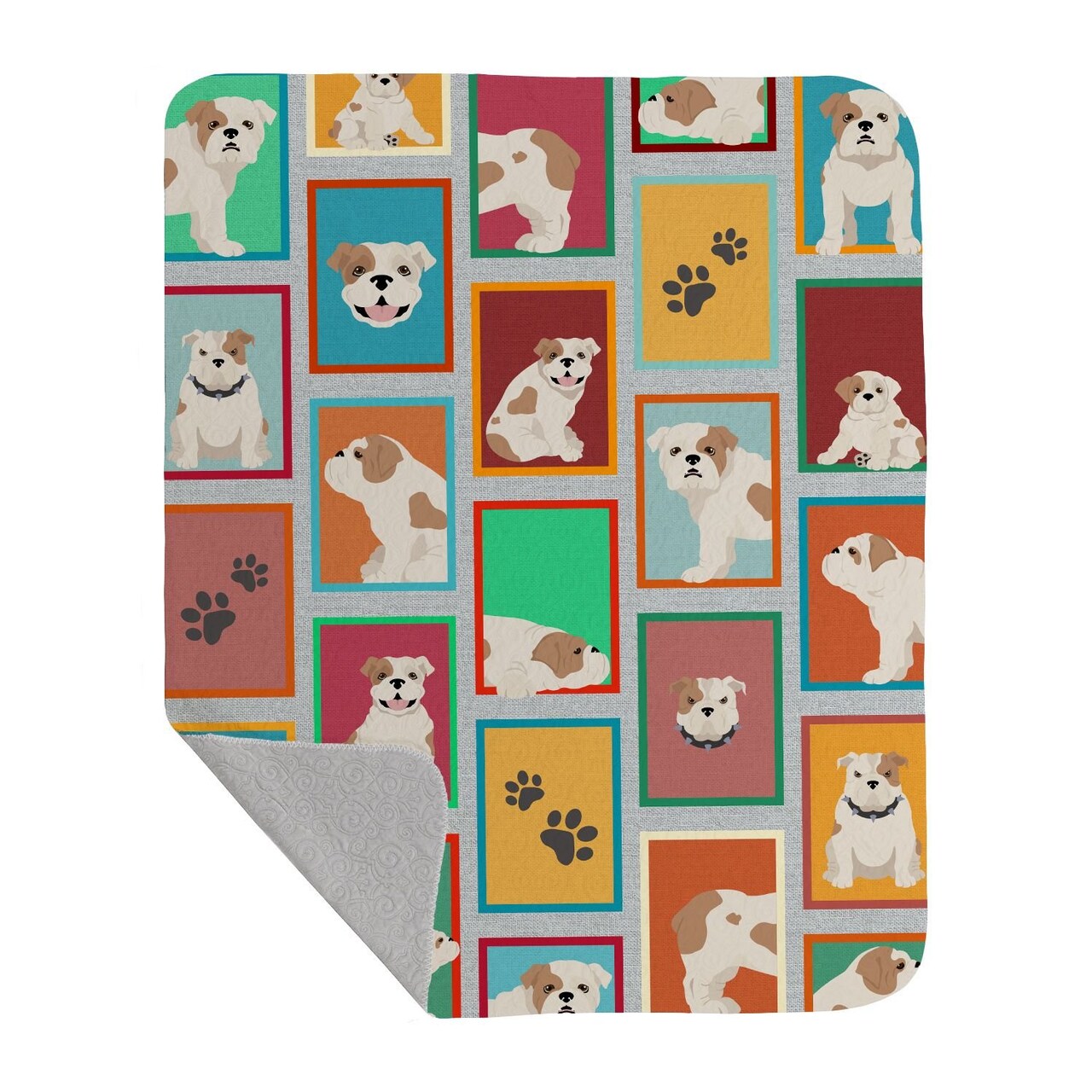 Edge Collections - 50" x 60" - Multicolor - English Bulldog Quilted Blanket Throw - 1 Piece